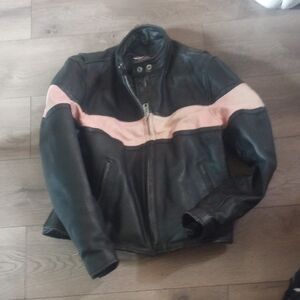 Black and Pink Leather Jacket For Women Xl